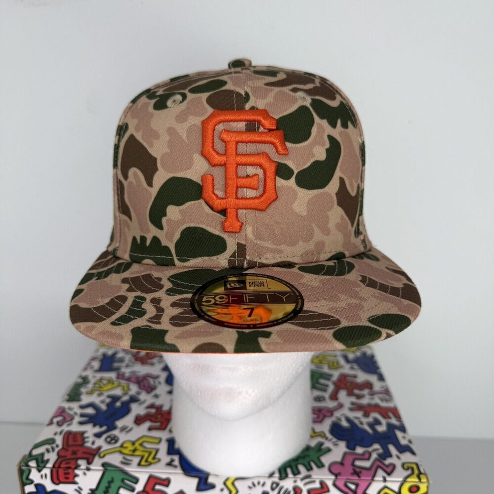 San Fransisco Giants Hat Cap Fitted Size 7 Brown‎ Duck Camo 59Fifty Plain Logo